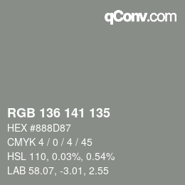 Color code: RGB 136 141 135 | qconv.com