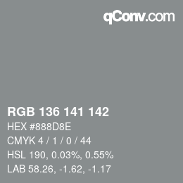 Color code: RGB 136 141 142 | qconv.com