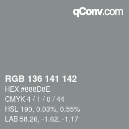 カラーコード: RGB 136 141 142 | qconv.com