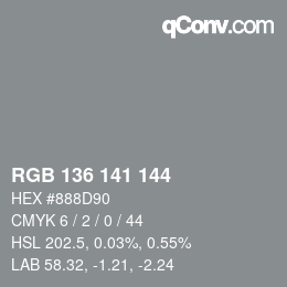 Color code: RGB 136 141 144 | qconv.com