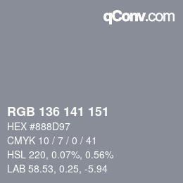 Color code: RGB 136 141 151 | qconv.com
