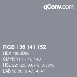 Color code: RGB 136 141 152 | qconv.com