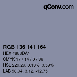 Color code: RGB 136 141 164 | qconv.com