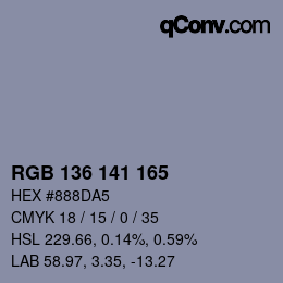 Color code: RGB 136 141 165 | qconv.com