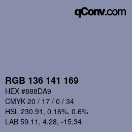 Color code: RGB 136 141 169 | qconv.com