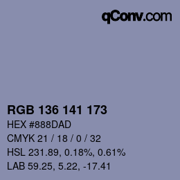 Color code: RGB 136 141 173 | qconv.com