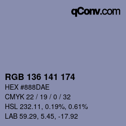 Color code: RGB 136 141 174 | qconv.com