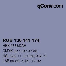 Color code: RGB 136 141 174 | qconv.com