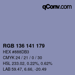 Color code: RGB 136 141 179 | qconv.com