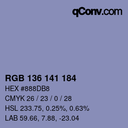 カラーコード: RGB 136 141 184 | qconv.com