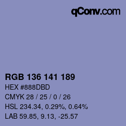 Color code: RGB 136 141 189 | qconv.com