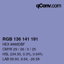 Color code: RGB 136 141 191 | qconv.com