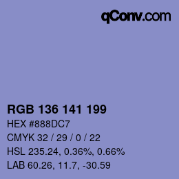 Color code: RGB 136 141 199 | qconv.com