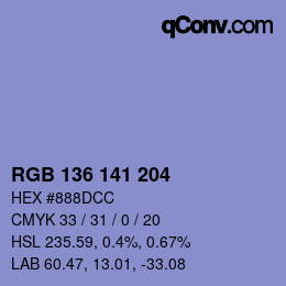 Color code: RGB 136 141 204 | qconv.com