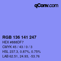 Color code: RGB 136 141 247 | qconv.com