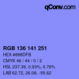 Color code: RGB 136 141 251 | qconv.com