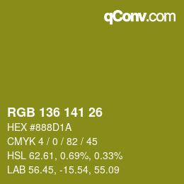 Color code: RGB 136 141 26 | qconv.com