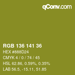 Color code: RGB 136 141 36 | qconv.com