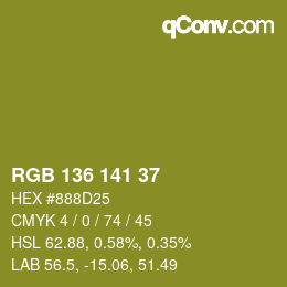 Color code: RGB 136 141 37 | qconv.com