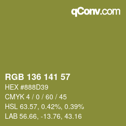 Color code: RGB 136 141 57 | qconv.com