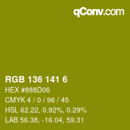 Color code: RGB 136 141 6 | qconv.com