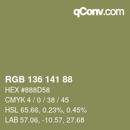 Color code: RGB 136 141 88 | qconv.com