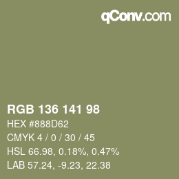 Farbcode: RGB 136 141 98 | qconv.com