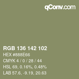 Color code: RGB 136 142 102 | qconv.com