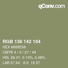 Color code: RGB 136 142 104 | qconv.com