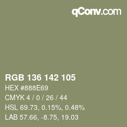 Farbcode: RGB 136 142 105 | qconv.com