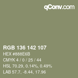 Color code: RGB 136 142 107 | qconv.com