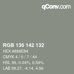 Color code: RGB 136 142 132 | qconv.com