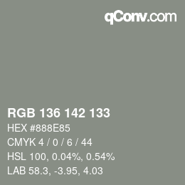 Color code: RGB 136 142 133 | qconv.com