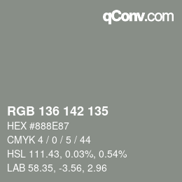 Color code: RGB 136 142 135 | qconv.com