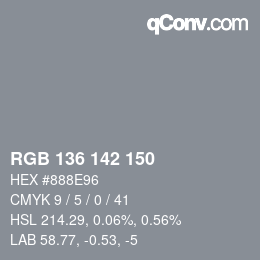Color code: RGB 136 142 150 | qconv.com