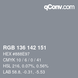 カラーコード: RGB 136 142 151 | qconv.com