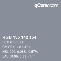 Color code: RGB 136 142 154 | qconv.com