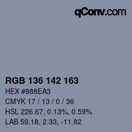 カラーコード: RGB 136 142 163 | qconv.com