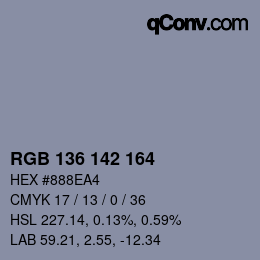 Color code: RGB 136 142 164 | qconv.com