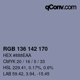 Color code: RGB 136 142 170 | qconv.com