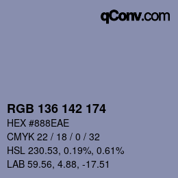 カラーコード: RGB 136 142 174 | qconv.com