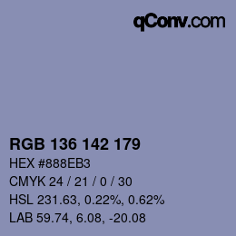 Color code: RGB 136 142 179 | qconv.com