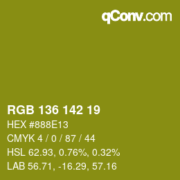 Color code: RGB 136 142 19 | qconv.com