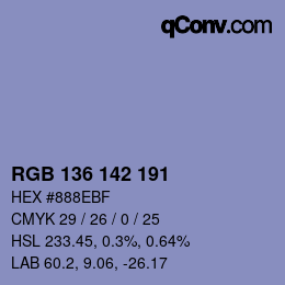 Color code: RGB 136 142 191 | qconv.com
