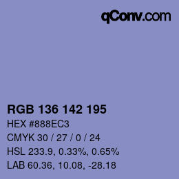 Color code: RGB 136 142 195 | qconv.com