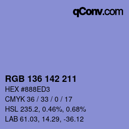 Color code: RGB 136 142 211 | qconv.com