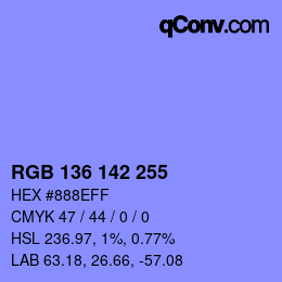 Color code: RGB 136 142 255 | qconv.com