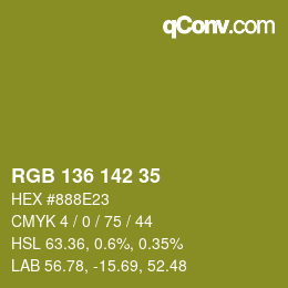 カラーコード: RGB 136 142 35 | qconv.com