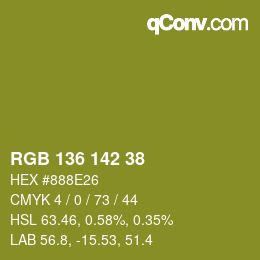 Color code: RGB 136 142 38 | qconv.com