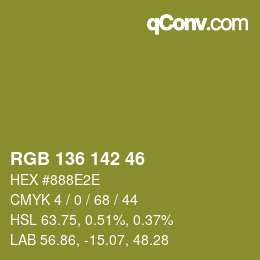 Color code: RGB 136 142 46 | qconv.com